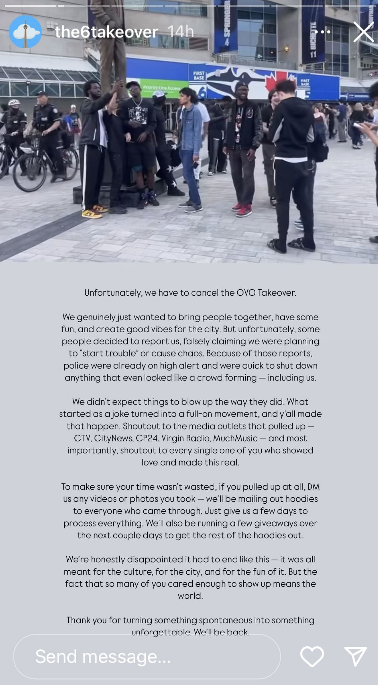 Announcement of the "OVO Takeover" initiative canceled by police (Image via @the6takeover/Instagram)